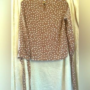 Women’s Tie Sleeve Floral Blouse - Size Small - Dusty Rose